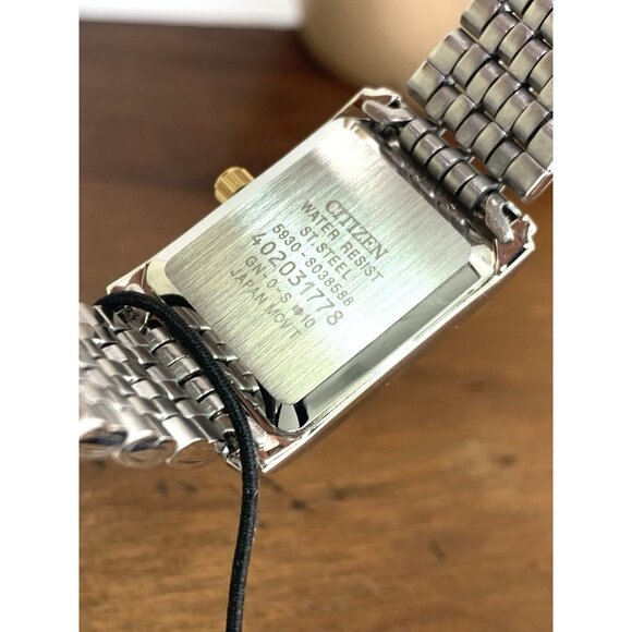 Citizen Women's Watch EJ5854-56A Quartz White Dial Two Tone Steel Tank Petite - Picture 7 of 14